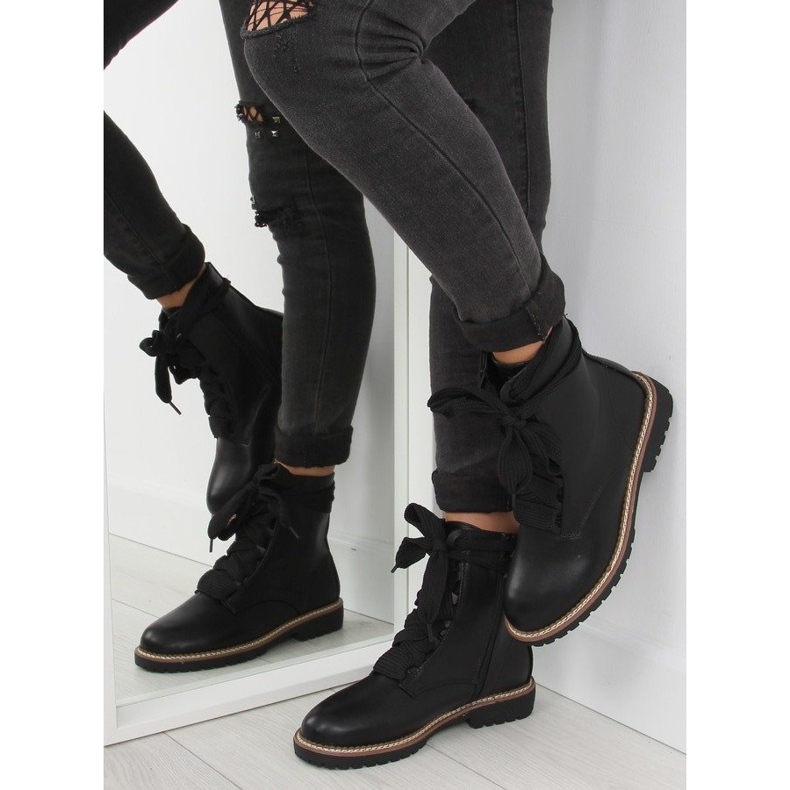 Black lace-up boots 8308 black 2 Black lace-up boots 8308 black 2