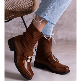 D/CEO Brown boots with a fabric upper by Krisa 1