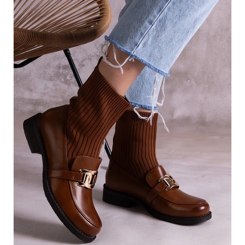 D/CEO Brown boots with a fabric upper by Krisa 1