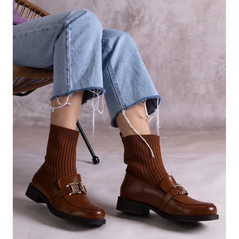 D/CEO Brown boots with a fabric upper by Krisa 2