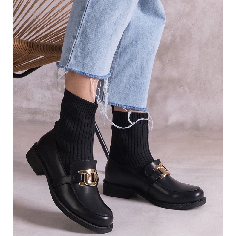 D/CEO Black ankle boots with a fabric upper by Krisa 2