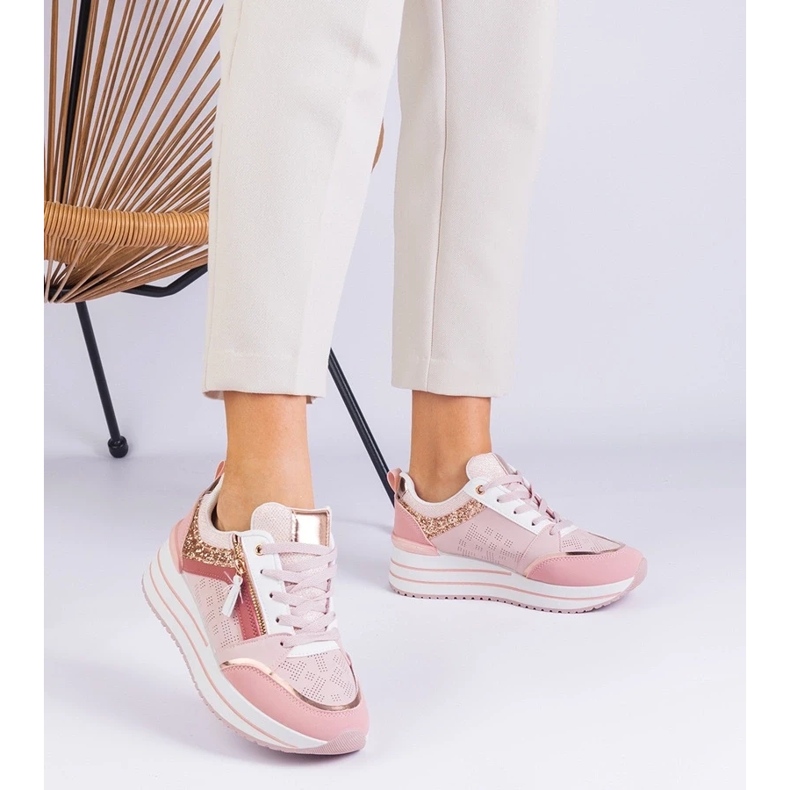 D/CEO Pink sports sneakers on the platform decorated with Malta glitter 2