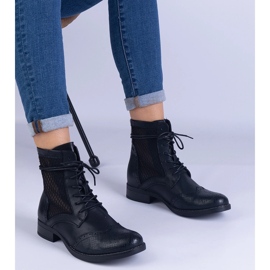 Black openwork flat boots from Reeves 2