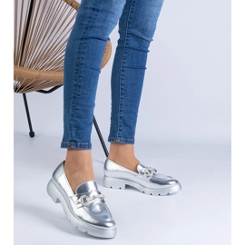 Silver classic shoes with an ornament 1