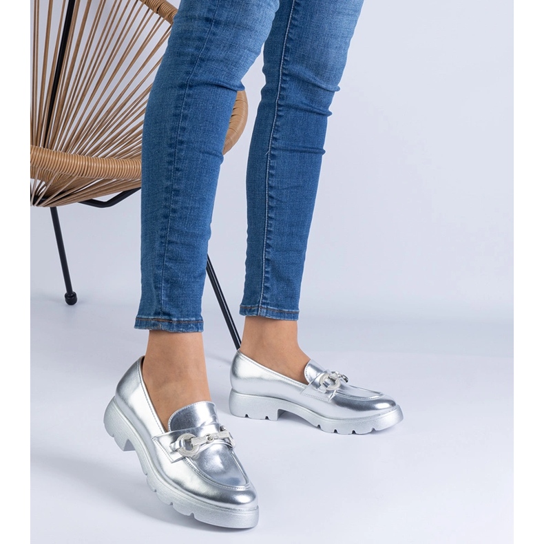 Silver classic shoes with an ornament 1 Silver classic shoes with an ornament 1
