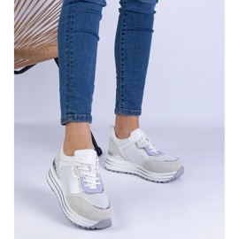 White women's sneakers with a metallic insertion 1