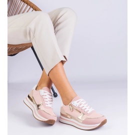 D/CEO Pink sports sneakers on the platform with the golden insert of Isolde 1