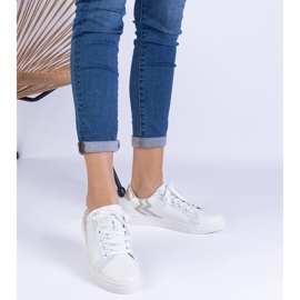 Women's white sneakers with embossing and glitter 1