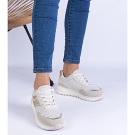 Beige sneakers decorated with glitter and zircons 1