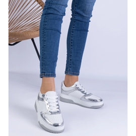 Silver sneakers on a thick sole 1