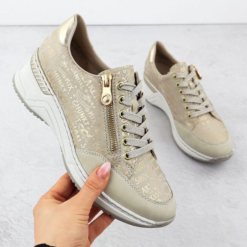 Women's shoes Sneakers on wedges comfortable beige rieker n4316 1