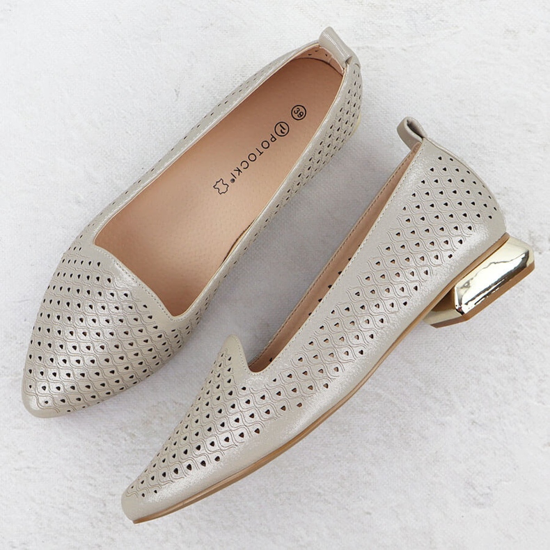 Women's shoes on a decorative heel openwork beige Potocki Sz12574 2