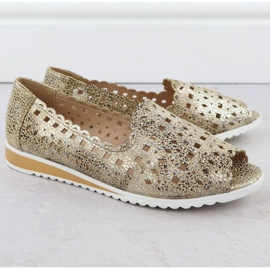 Women's openwork shoes open toe golden Jezzi ASA135-1 2
