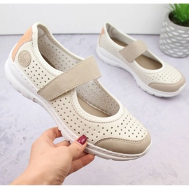 Comfortable openwork shoes Rieker W RKR575A, beige 2