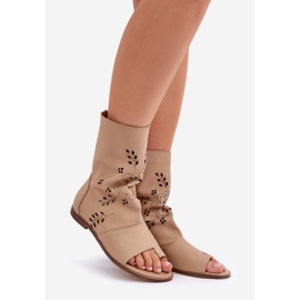 Zazoo 3437 Leather sandals with a beige upper upper 1