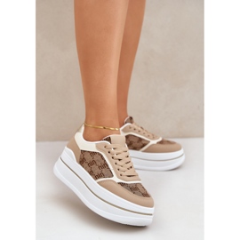 Women's sneakers with a beige pattern 2