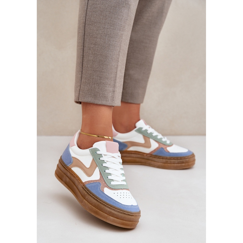 Women's sneakes with glitter on the platform blue 2