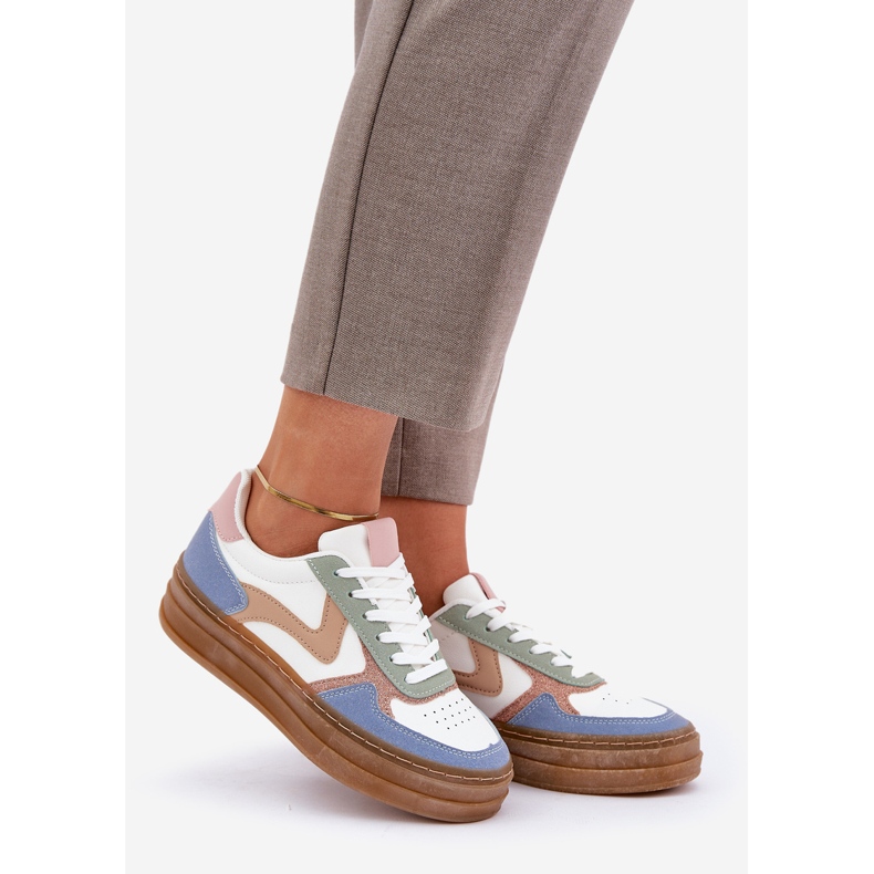 Women's sneakes with glitter on the platform blue 1