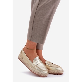 Women's espadrilles with a jute braid on a flat gold sole golden 1