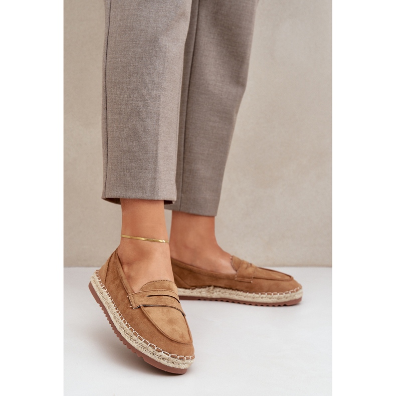 Women's espadrilles with a jute braid on a Camel flat sole brown 2
