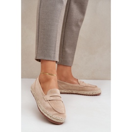 Women's espadrilles with a jute braid on a flat beige sole 2