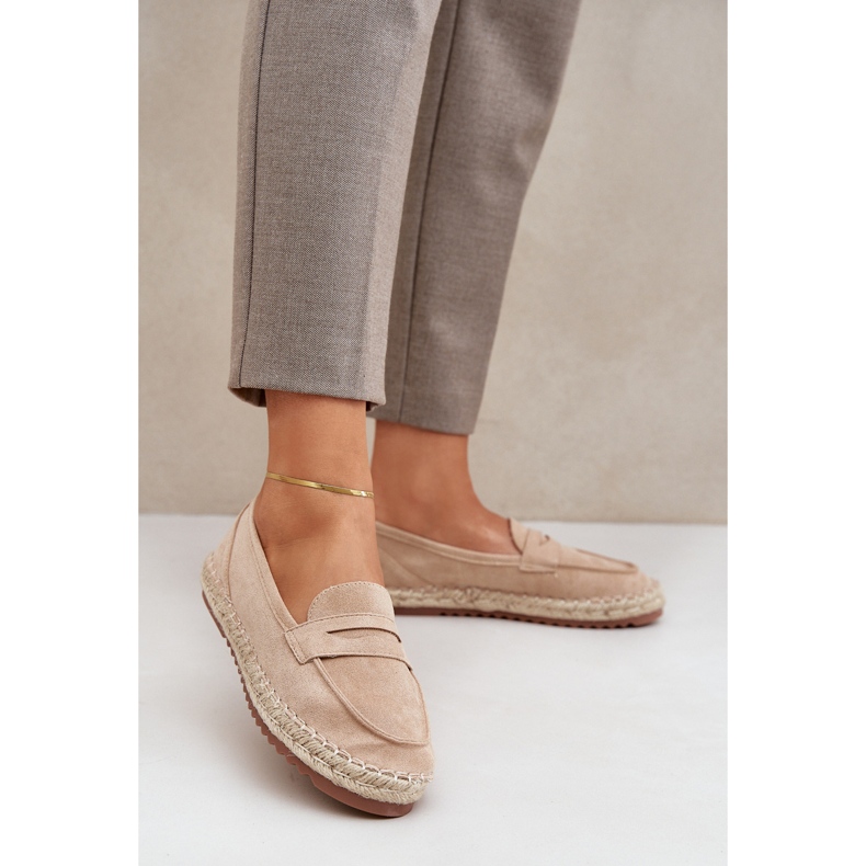 Women's espadrilles with a jute braid on a flat beige sole 2
