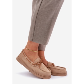 Women's loafers on a flat sole beige 1