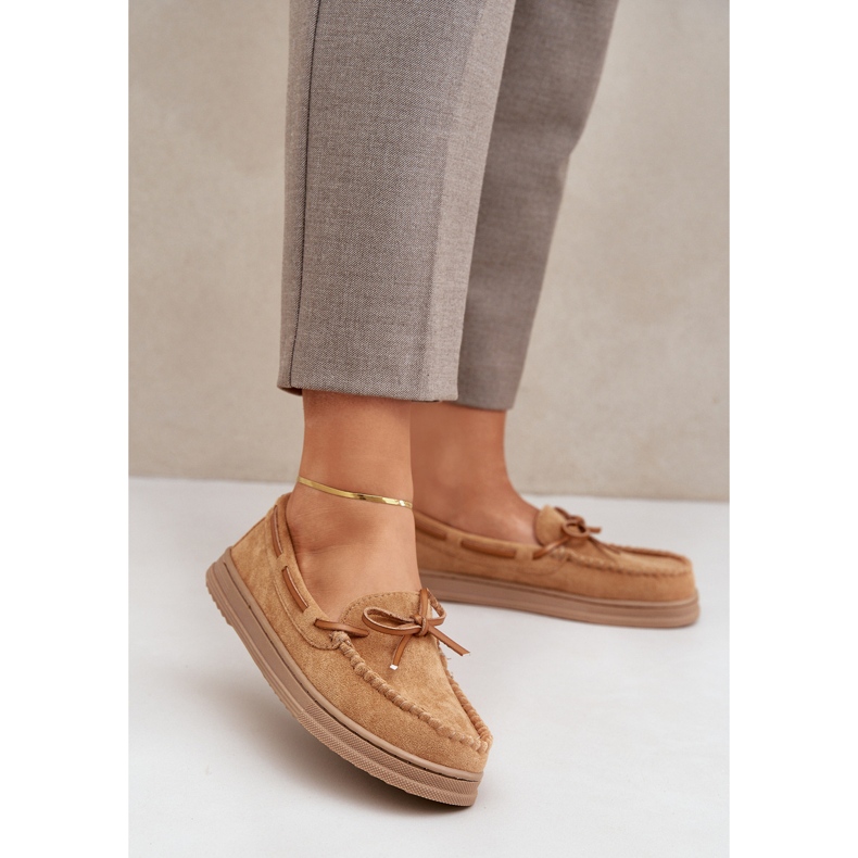 Women's loafers on a flat sole Camel brown 2