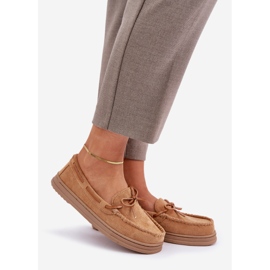 Women's loafers on a flat sole Camel brown 1