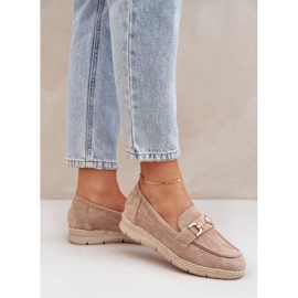 Openwork loafers with a golden detail and a jute beige braid 2