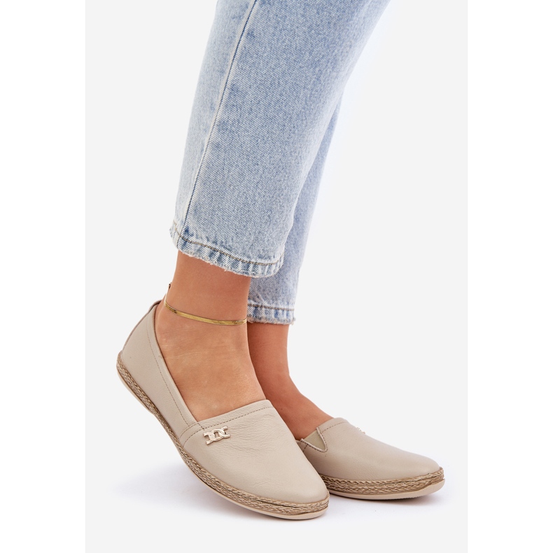 Elegant leather espadrilles Women's Zazoo 10177 Beige 1 Elegant leather espadrilles Women's Zazoo 10177 Beige 1