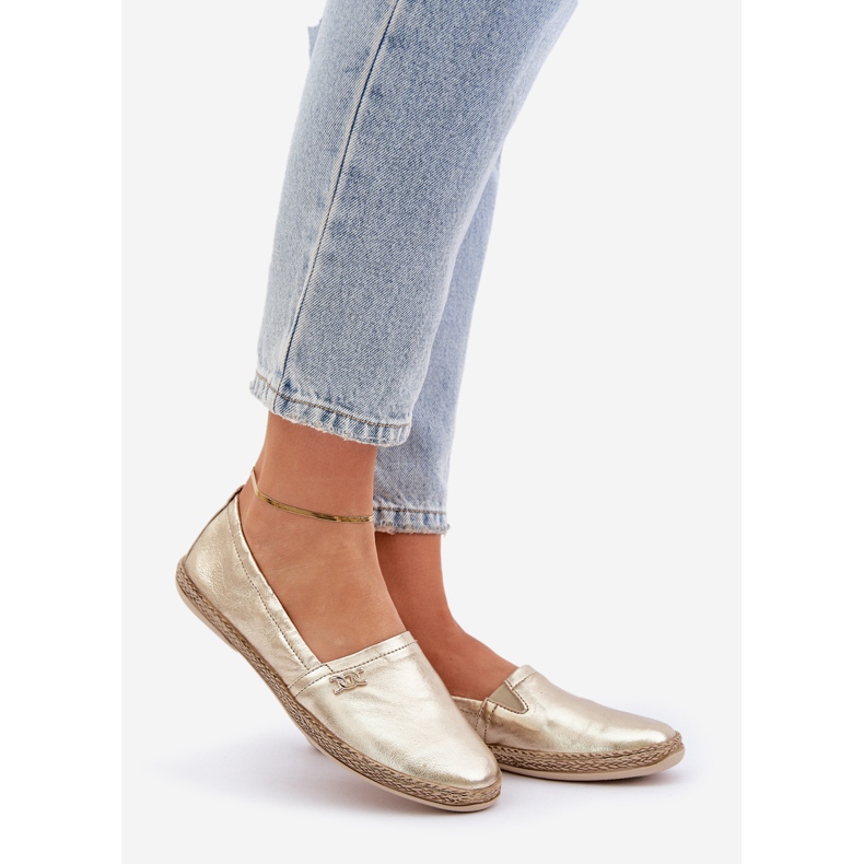 Elegant leather espadrilles Women's Zazoo 10177 gold golden 1 Elegant leather espadrilles Women's Zazoo 10177 gold golden 1
