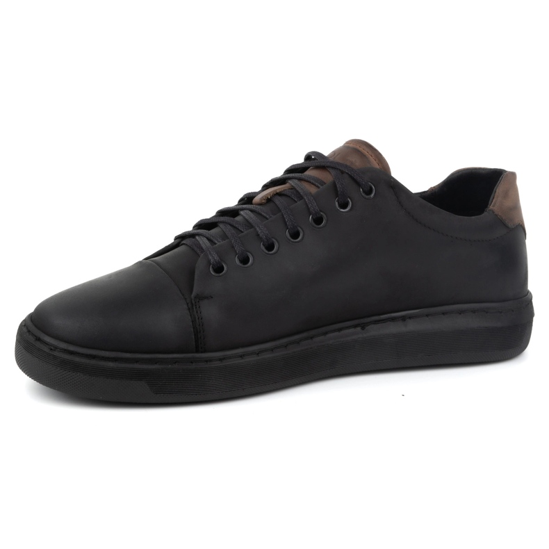 Polbut Men's leather shoes 2109 black with brown 1