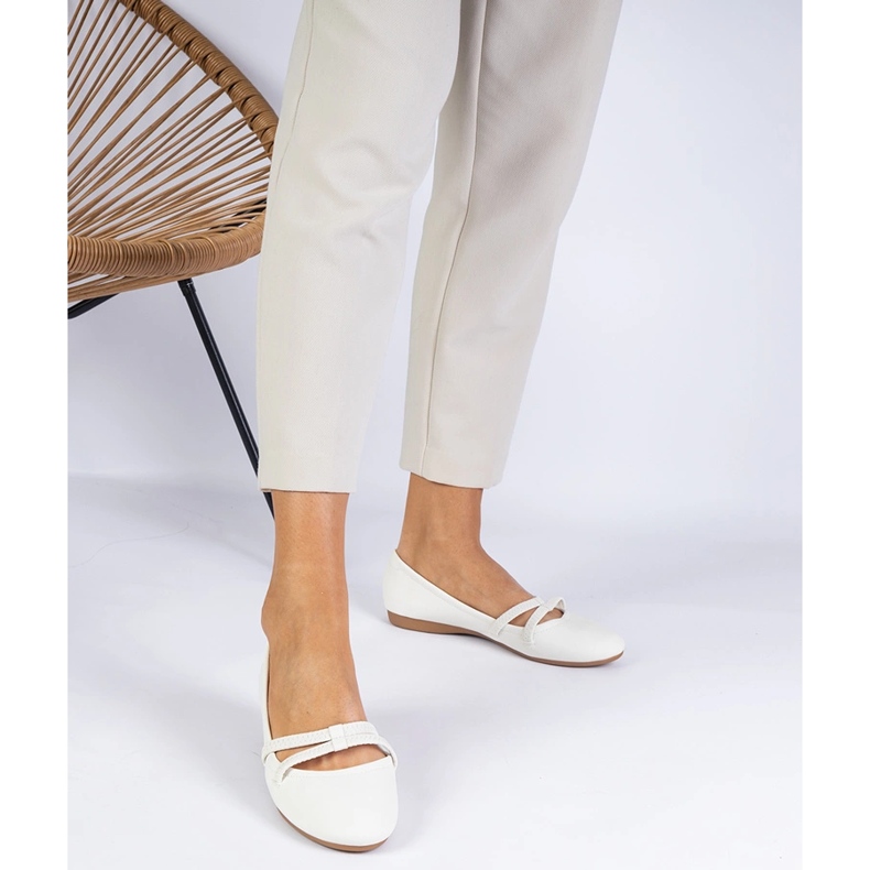 White women's ballerinas with a matt eco -leather 1 White women's ballerinas with a matt eco -leather 1