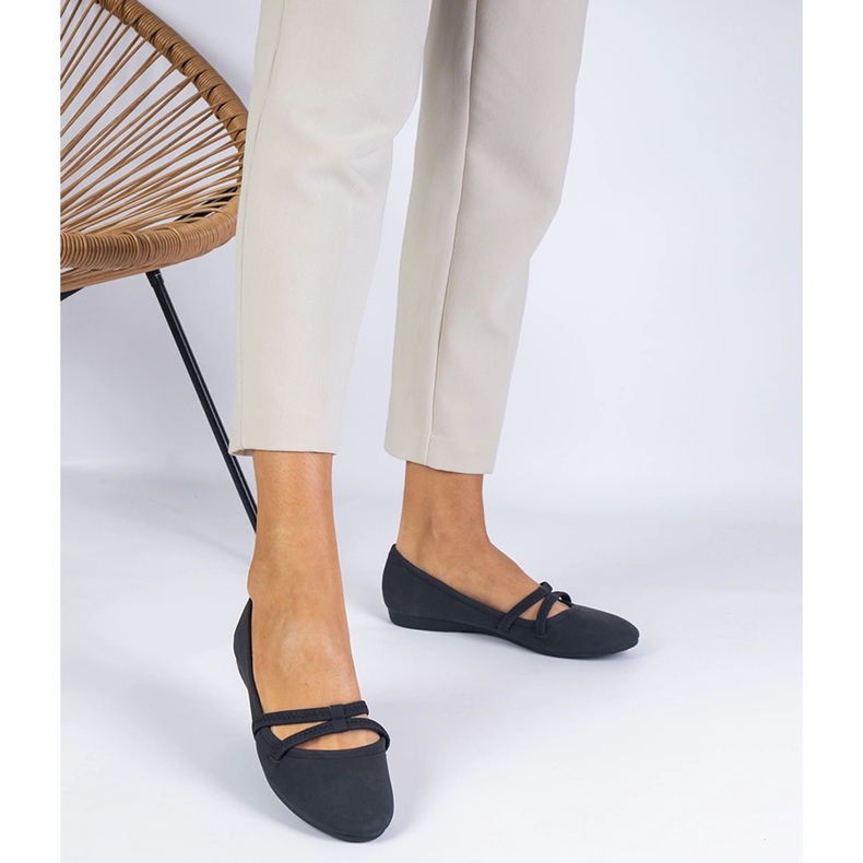 Black women's ballerinas made of matt eco -leather 1 Black women's ballerinas made of matt eco -leather 1