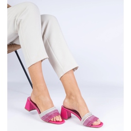 Pink elegant flip flops on the pillar with zircons 2