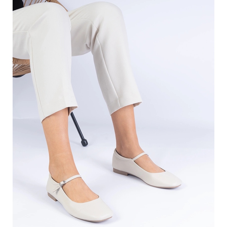 Beige classic eco -leather ballerinas 1