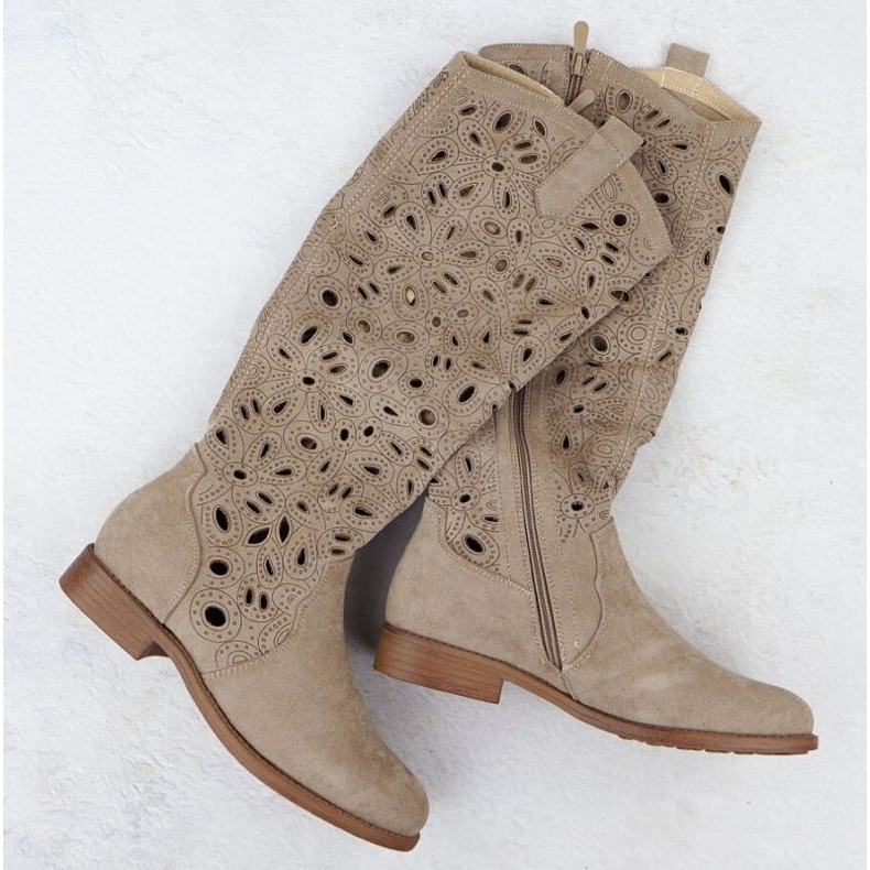 Openwork boots suede s.barski HY51-176 brown 1