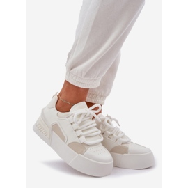 Women's sneakers with thick laces on the white platform 1