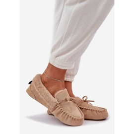 Women's moccasins with beige fur 1