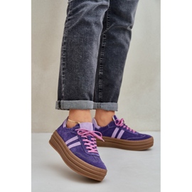 Zazoo N1068S4 Women's suede sneakers on the platform Dark Violet 2