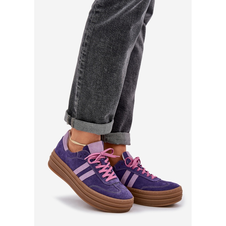 Zazoo N1068S4 Women's suede sneakers on the platform Dark Violet purple 1