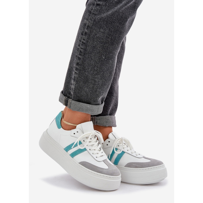 Zazoo N1068S8 leather low women's sneakers on the platform white 1