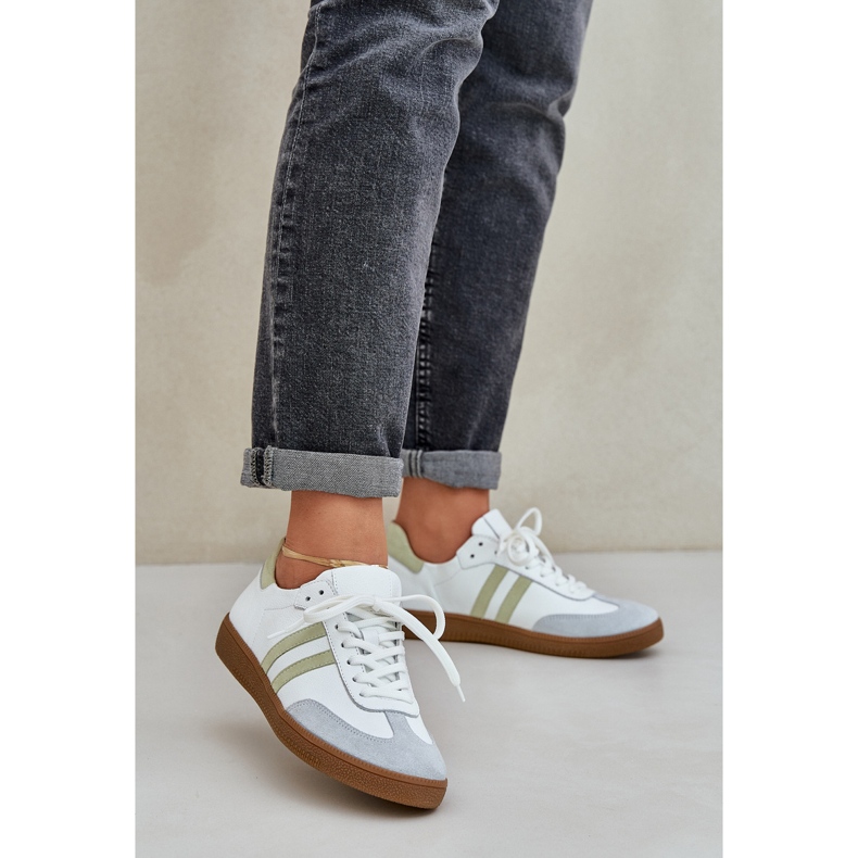 Zazoo N1068 Women's Leather Low Sneakers, White 2