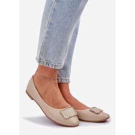 Eco leather ballerinas with beige decoration 1 Eco leather ballerinas with beige decoration 1