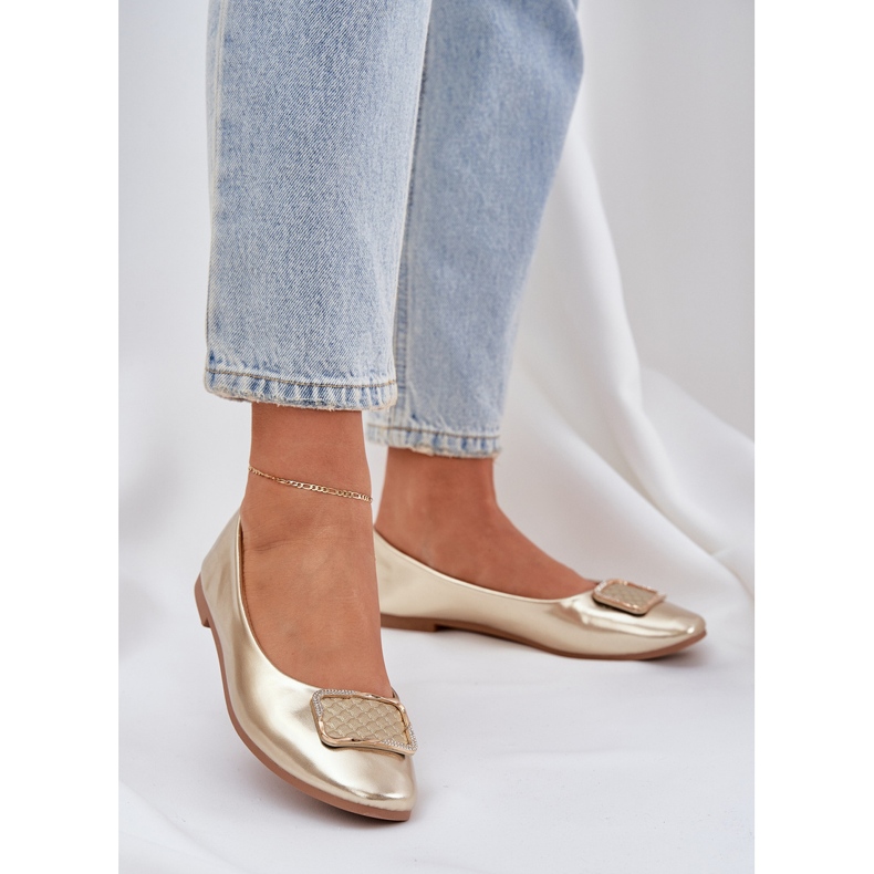 Eco leather ballerinas with a golden decoration 2 Eco leather ballerinas with a golden decoration 2