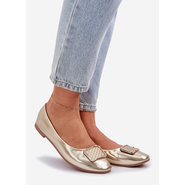 Eco leather ballerinas with a golden decoration 1 Eco leather ballerinas with a golden decoration 1