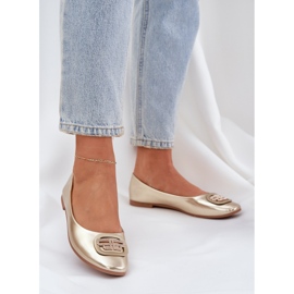 Ballerinas on a flat sole with a golden ornament 2 Ballerinas on a flat sole with a golden ornament 2