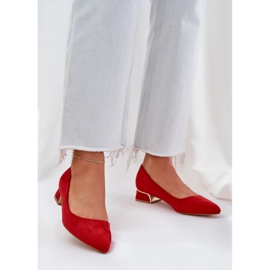 Pumps with low heels and pointed toes red 2