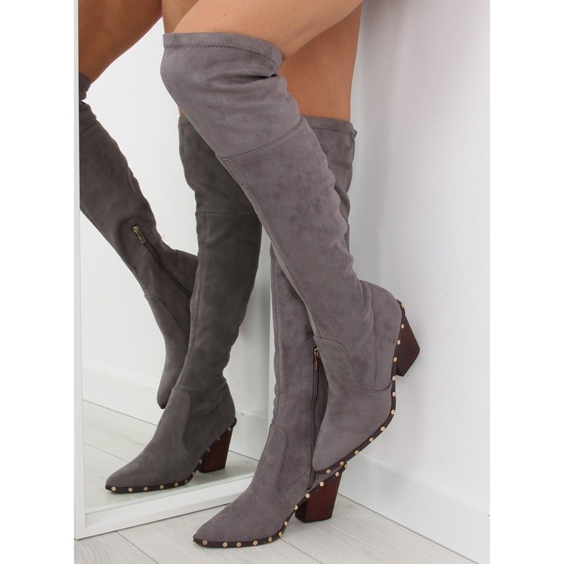 Gray Over-boots high heels 9125 D.GRAY grey 1